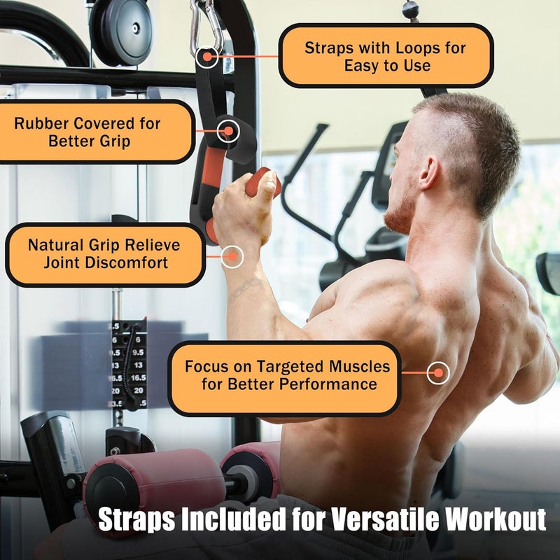 Folaps Pull Up Handles Neutral Grip: Portable Barbell Grip with 2 Detachable Straps for Cable Machine LAT Pull Down T-bar Row Deadlift Shrug - Image 3